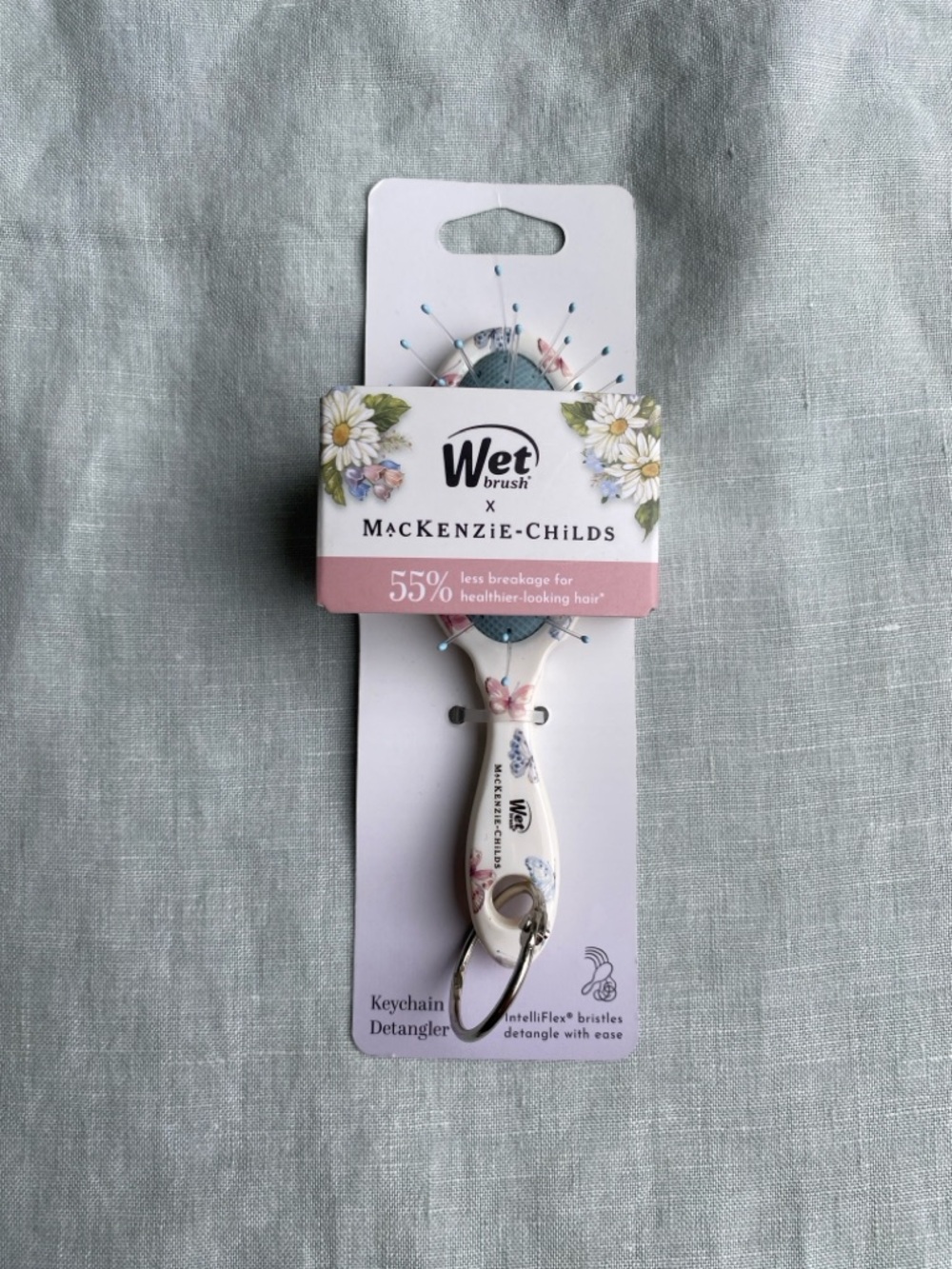 NWT Wet Brush x MacKenzie-Childs Butterfly Hill keychain detangler hair brush